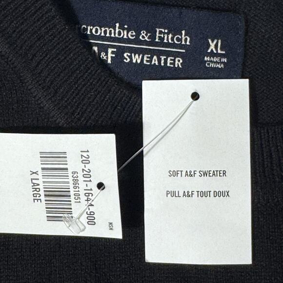 New Abercrombie & Fitch Mens Navy Sweater Cashmere Cotton XL - Picture 3 of 4